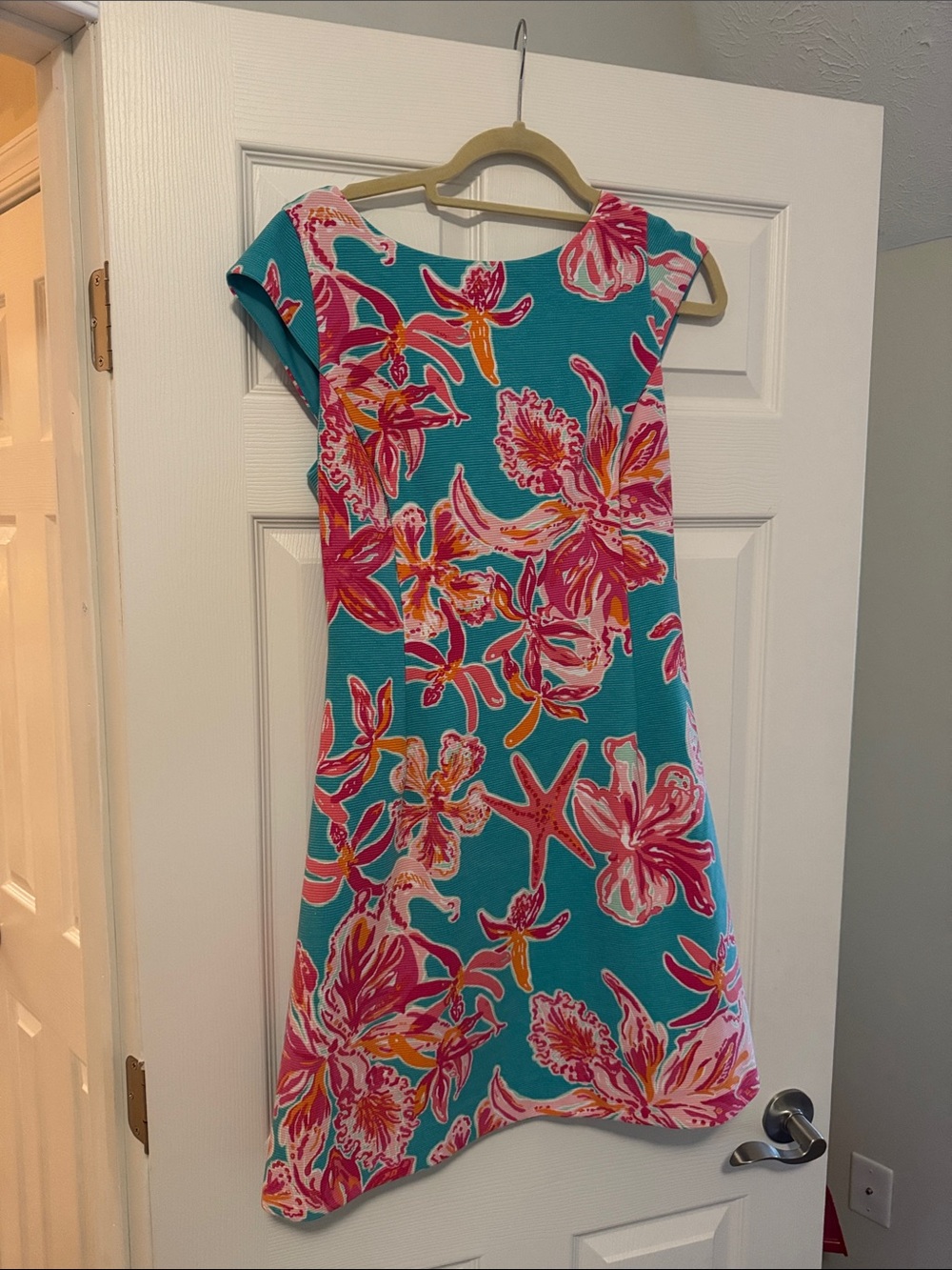 Lilly Pulitzer Vibrant Teal Floral Shift Dress - Pink & Coral Print